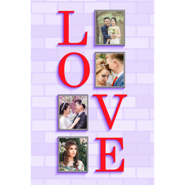 Templates collage four frames, photos, parts, pictures. Four vector photos for your love, family, friendship, relationship. Posters mockup on the wall. Collages frame celebration wedding concept.